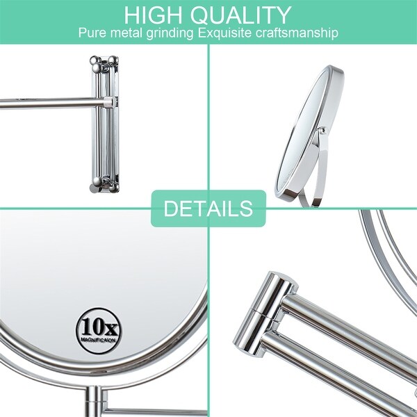 10x Magnifying Wall Mounted Makeup Mirror, Double-Sided Mirrors