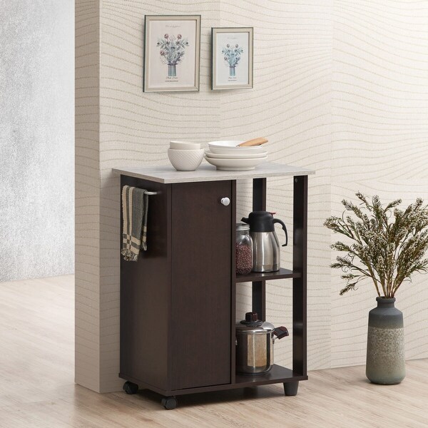 Hodedah 23.6" Wide Open Shelves and Cabinet Space Kitchen Cart - Grey - 15.75"Lx23.62"Wx31.5"H