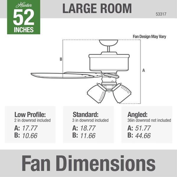 Hunter 52" Newsome Ceiling Fan with 3-Light LED Light Kit and Pull Chain