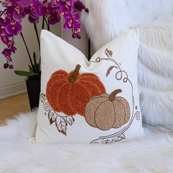 Pumpkin & Spice Halloween Thanksgiving Floral Throw Pillow