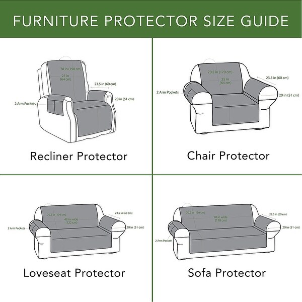 Teflon Newfield Reversible Recliner Cover with Attached Arms, Grey and Black