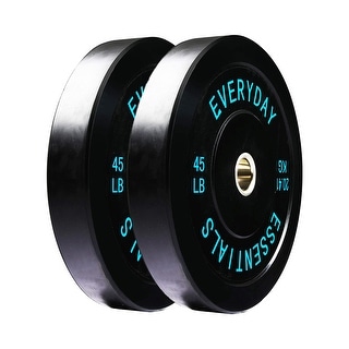 BalanceFrom Everyday Essentials 45 Pound Color Coded Rubber Olympic Barbell