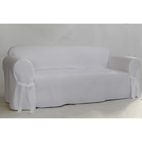 Classic Slipcovers White Twill Sofa Slipcover