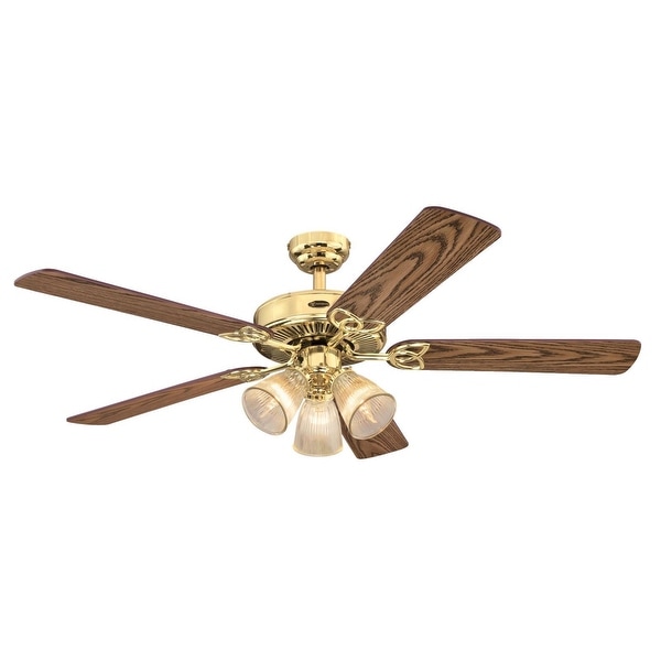 Westinghouse Lighting Vintage 52-Inch Indoor 5-Blade Ceiling Fan, Dimmable LED Light with Clear Ribbed Glass