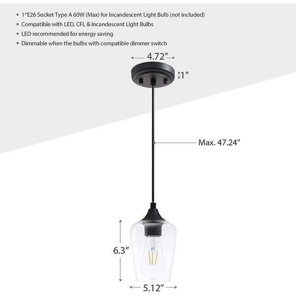 Black glass pendant light industrial ceiling hanging light