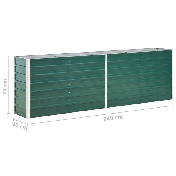 vidaXL Garden Raised Bed Galvanized Steel 94.5"x15.7"x30.3" Green