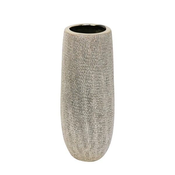 Ceramic 9.75" Vase,champagne 9.75"H
