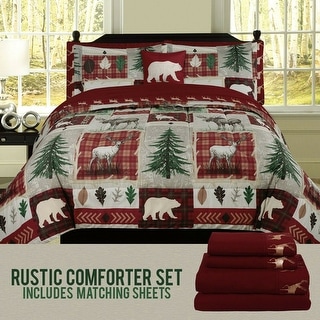 Multipiece Bed in a Big Rustic Cabin Quilt Set Twin