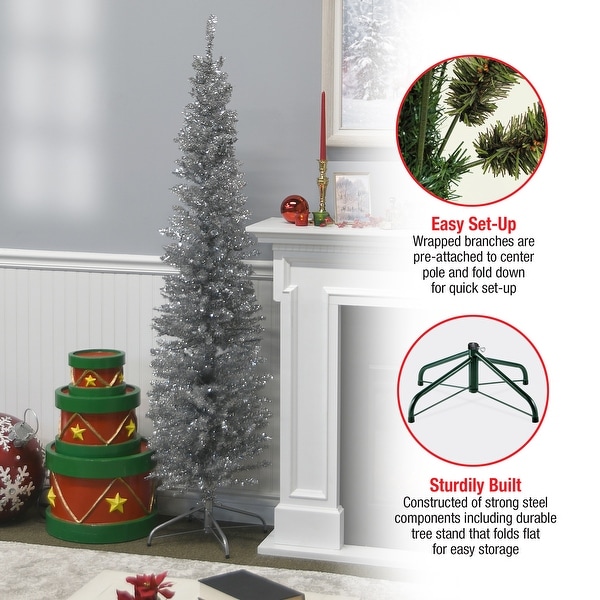 Silver Tinsel 6-foot Tree