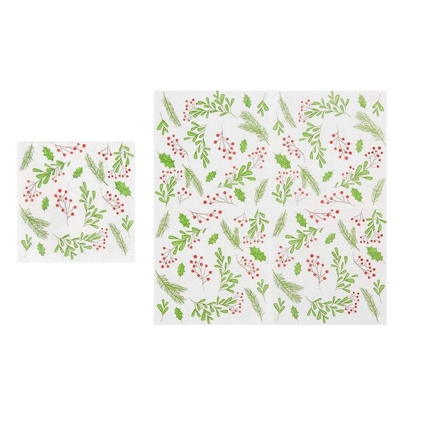 Christmas Disposable Dinnerware Set - Serves 24, Holly Berry and Leaves Design