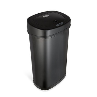 NINESTARS Oval Motion Sensor Trash Can 13.2 Gallon, Black Stainless Steel DZT-50-9BK