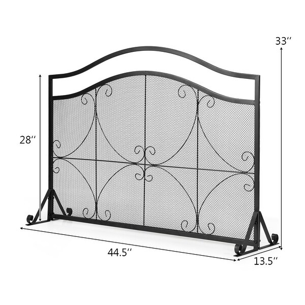 Single Panel Fireplace Screen Free Standing Spark Guard Fence - 44.5"x 13.5''x 33" (L x W x H)