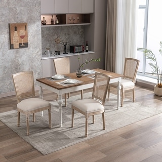 Set of 2 Antique Painting Linen Fabric Dining Chair