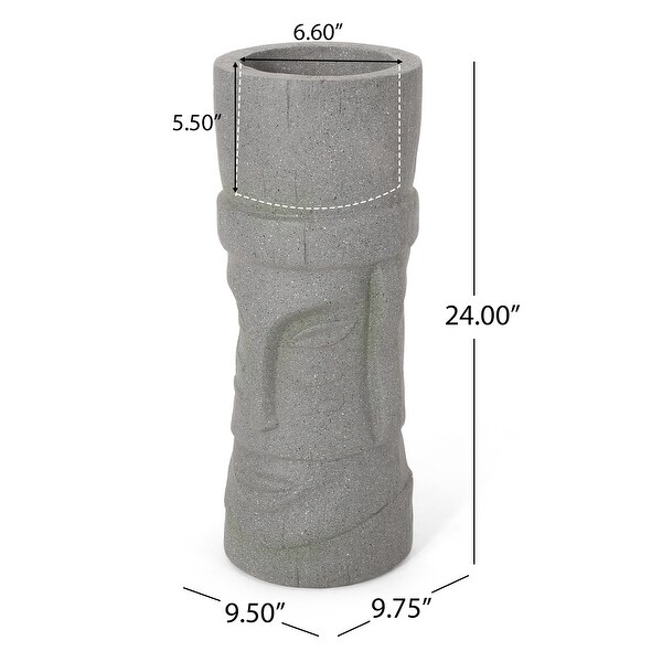 Poulan Outdoor Cast Stone Outdoor Polynesian Decorative Planter by Christopher Knight Home