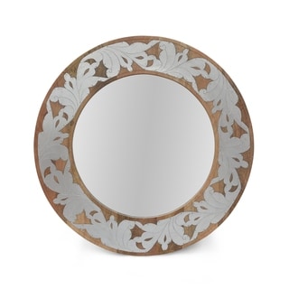 Mercer Handcrafted Mango Wood Aluminum Fitted Round Mirror by Christopher Knight Home - 1.00" D x 22.50" W x 22.50" H