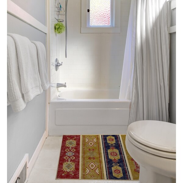 KUCCI NAVY & RED Bath Rug By Kavka Designs