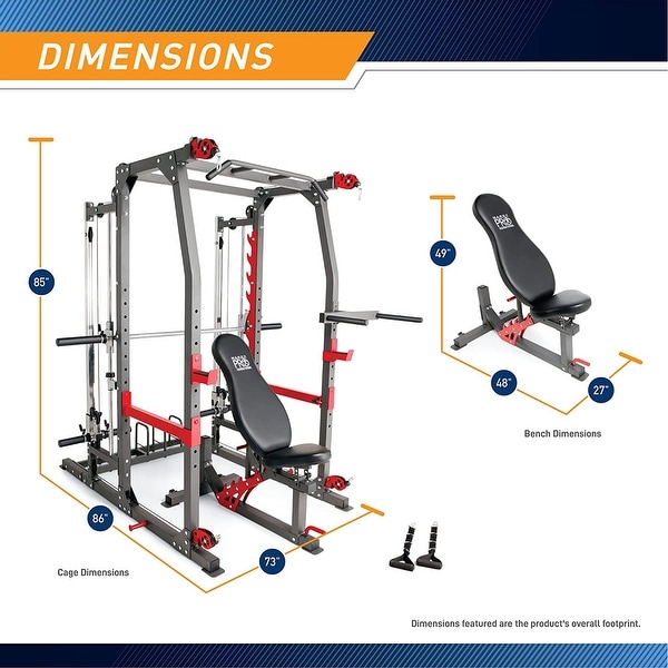 Marcy SM-7362 Pro Smith Machine Home Gym System for Full Body Training, Black - 86 x 73 x 85 inches