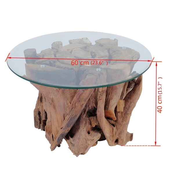 vidaXL Coffee Table Solid Teak Driftwood 23.6"