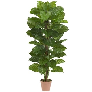 5.25' Artificial Large Leaf Philodendron Silk Plant in Brown Pot