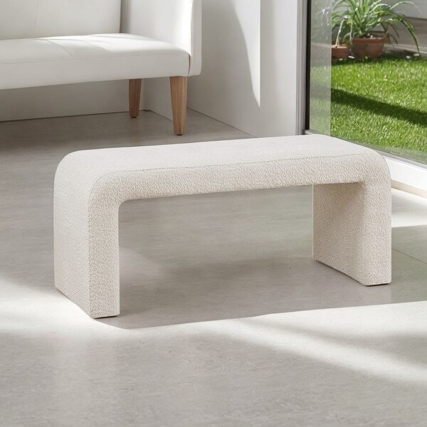 Modern Contemporary Cream Waterfall Upholstered Bench for Bedroom And Entryway