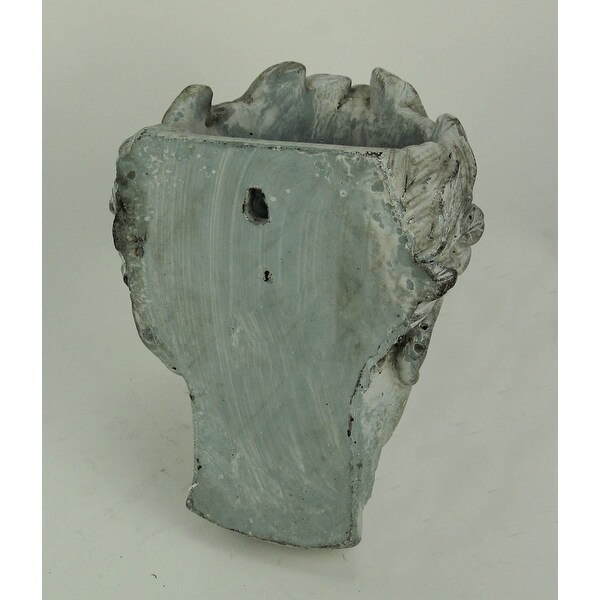 Distressed Cement Classic Greek Lady Head Wall Mounted Planter - 7.5 X 6.75 X 4.75 inches