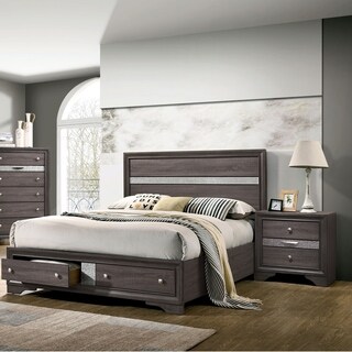 Bara Contemporary Grey Solid Wood Storage 3-Piece Platform Bedroom Set by Silver Orchid