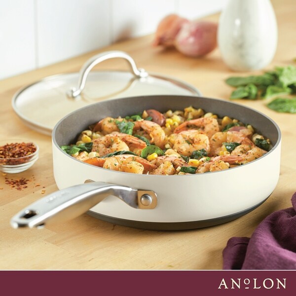 Anolon Achieve Hard Anodized Nonstick Sauté Pan with Lid, 3-Quart