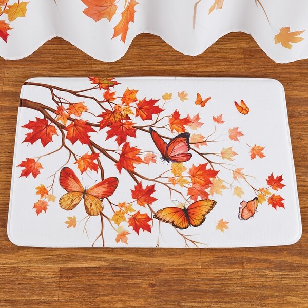 Autumn Butterfly and Maple Leaves Cushioned Bath Mat