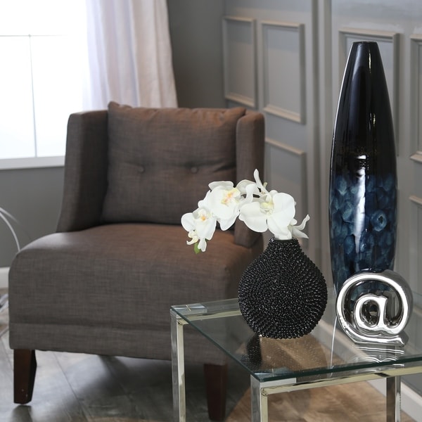 Sagebrook Home Decorative Ceramic Spike Vase, Matte Black