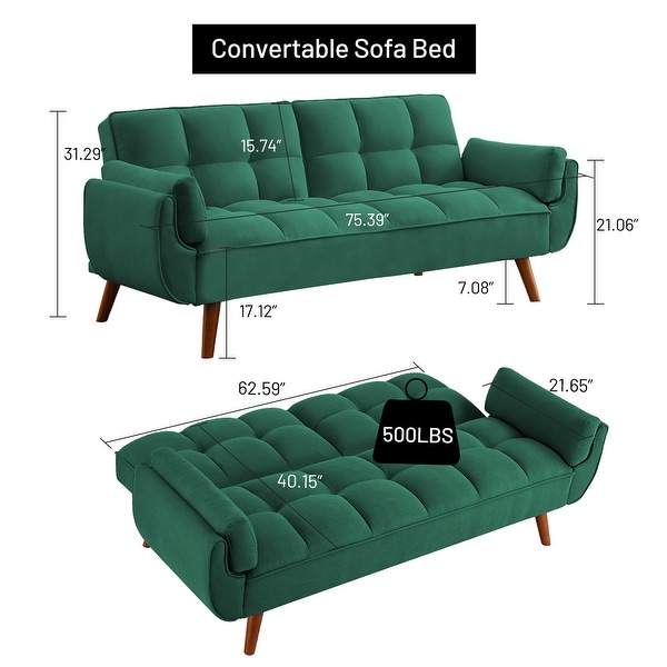 75.39'' Sofa Bed, Convertible Sleeper Couch with Pillows, Foldable Loveseat Furniture for Living Room