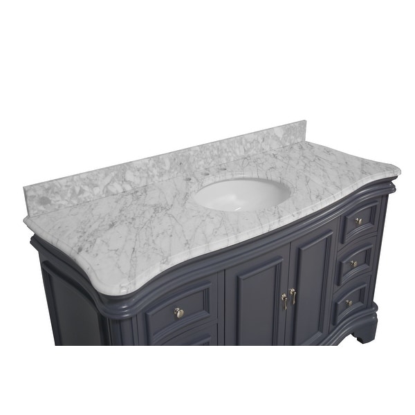 KitchenBathCollection Katherine 60" Single Bathroom Vanity with Carrara Marble Top