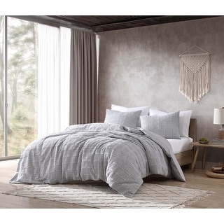 Riverbrook Home Jadan Clip Waffle 3 Piece Comforter Set Ivory-Gray