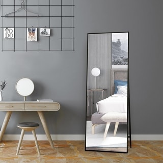 Silver Bathroom Wall Mounted Mirror, Aluminum Framed Modern Wall Mirrors Hangs for Bedroom Entryway 32" x 24" - Small