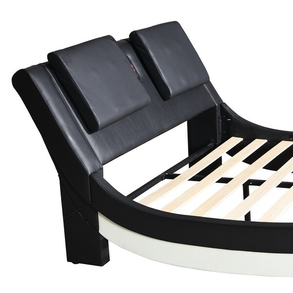 Platform Bed Frame with led lighting, Bluetooth connection to play music control, Backrest vibration massage, King