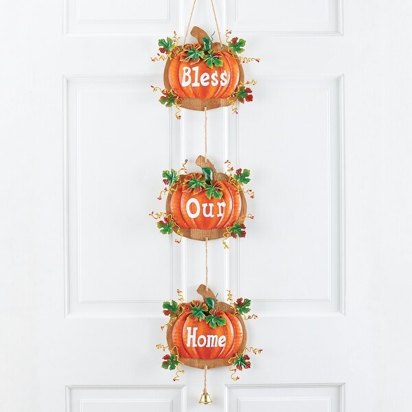 Bless Our Home Autumn Pumpkins Front Door Decor - 10.700 x 10.500 x 4.900