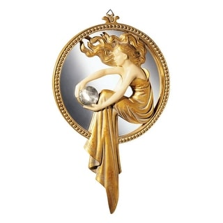 Design Toscano Lady of the Lake Art Deco Wall Mirror - Antique Gold - A