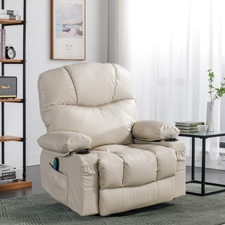 Leather match Manual Swivel Massage Recliner Chair With Heat And Vibration