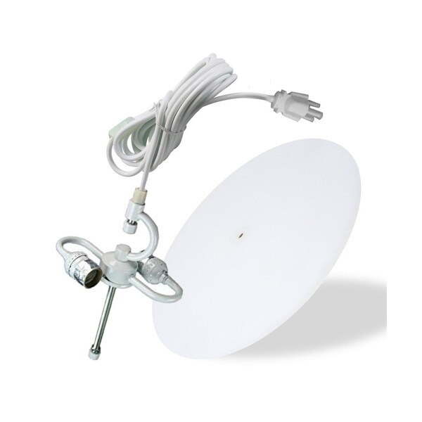 2 Light Swag Plug-In Pendant 16"w White Linen Drum with Diffuser, White Cord