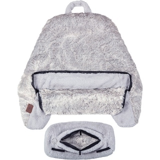 Medium Husband Pillow Cover Only - Rare Baby Arctic Grey Wolf Fur Backrest Pillowcase Set