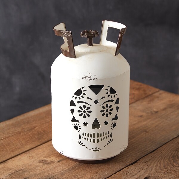 Propane Tank Sugar Skull Luminary - 9'' dia. x 14 ''H