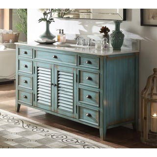 60" Benton Collection Abbeville Rustic Blue Bathroom Vanity