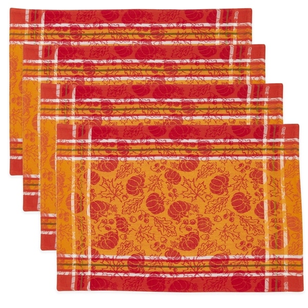 Jacquard Placemats with Pumpkin and Leaf Design (Set of 4)