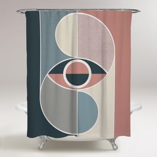 Oliver Gal 'Balancing Sight' Abstract Decorative Shower Curtain Geometric - Pink, Blue