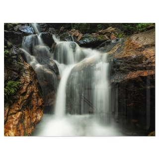 Slow Motion Waterfall on Rocks - Landscape Glossy Metal Wall Art