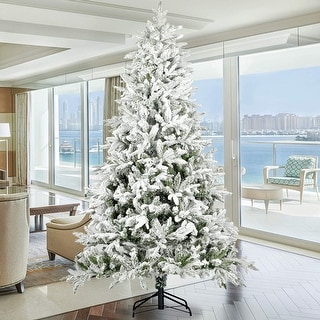 7ft Snow Flocked Christmas Tree With White Realistic Tips Unlit