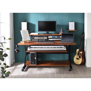 Willow Music Computer Desk, 67'' Office Desk with Keyboard Tray and Monitor Stand, Earphone Rack