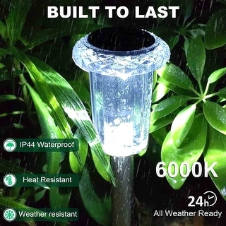 12 pcs Garden Waterproof Outdoor Solar Lights for Yard,Landscape and Patio,Stainless steel - Daylight 5000K - 6500K