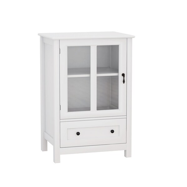 Buffet storage cabinet with double glass doors and unique bell handle