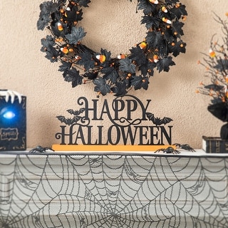 Glitzhome 18"L Halloween Wooden "HAPPY HALLOWEEN" Table Decor - HAPPY HALLOWEEN