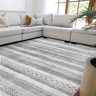 The Rug Collective Kalahari Shadows Ash Machine Washable Area Rug
